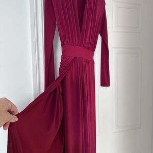 Fashion Nova Deep Red/ Maroon  Long Sleeve Maxi Dress